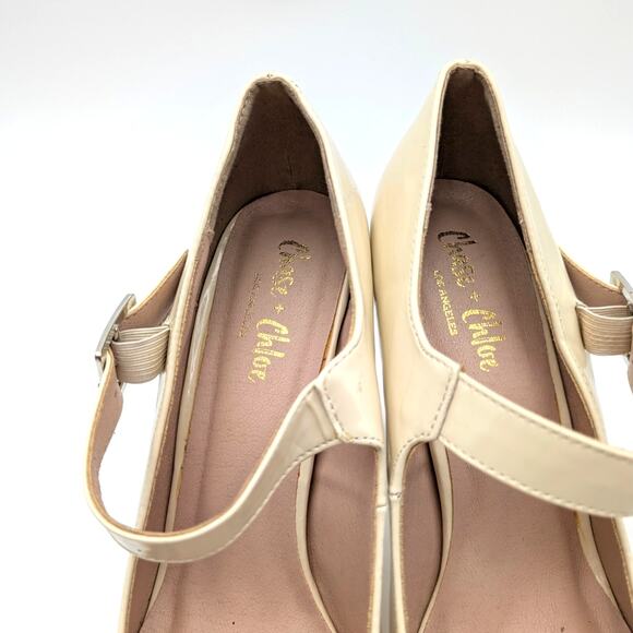 Chase & Chloe Mary Jane Platform Pump Square Toe Women's Beige Size US10 EU40.5 - Picture 10 of 12